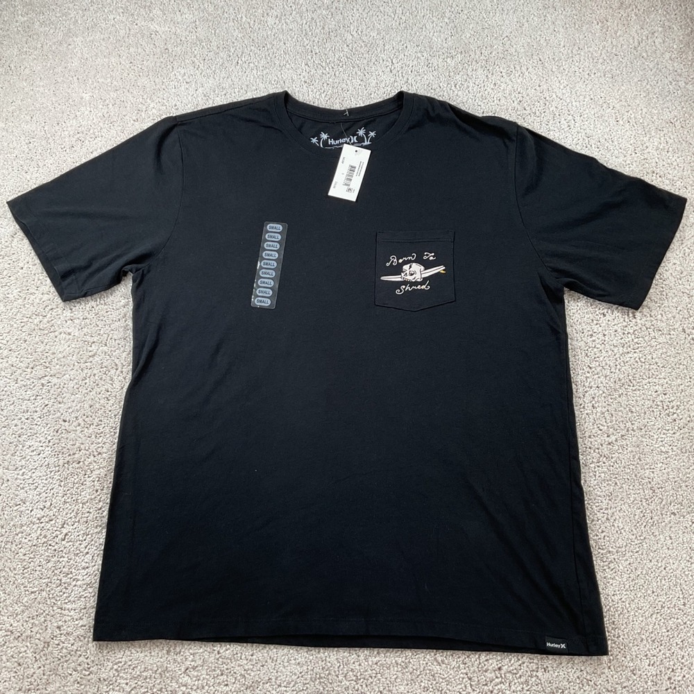 Hurley Mens Born To Shred Skull Graphic Pocket T-Shirt Black Small NWT